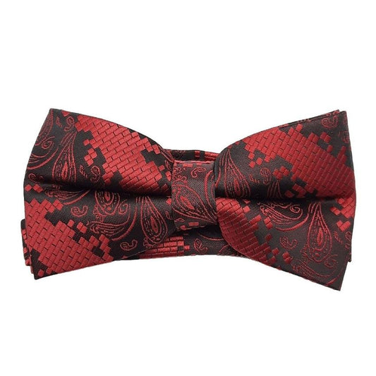 Dark Red And Black Patterned Adjustable Bow Tie