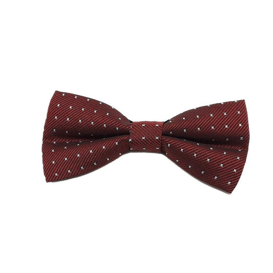Dark Red Boys Bow Tie With Silver Stars