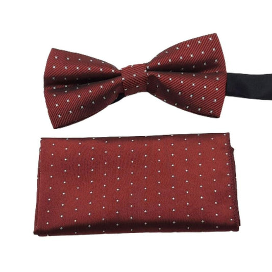 Dark Red Bow Tie With Silver Stars Matching Set