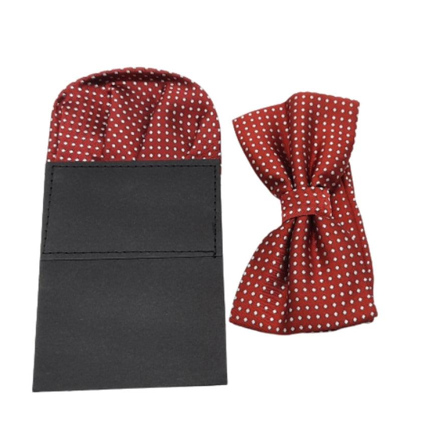Dark Red Matching Dicky Bow And Hanky Set With A Card Pocket Insert