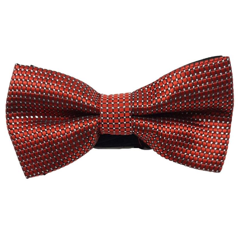 Dark Red Square Patterned Adjustable Bow Tie