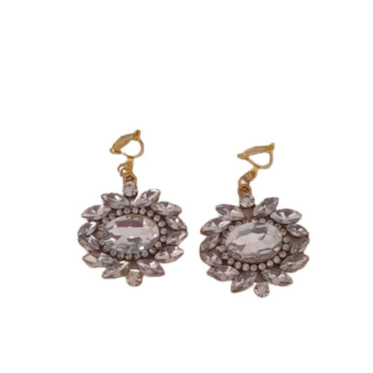 Decorated Mirror Gold Clip On Earrings