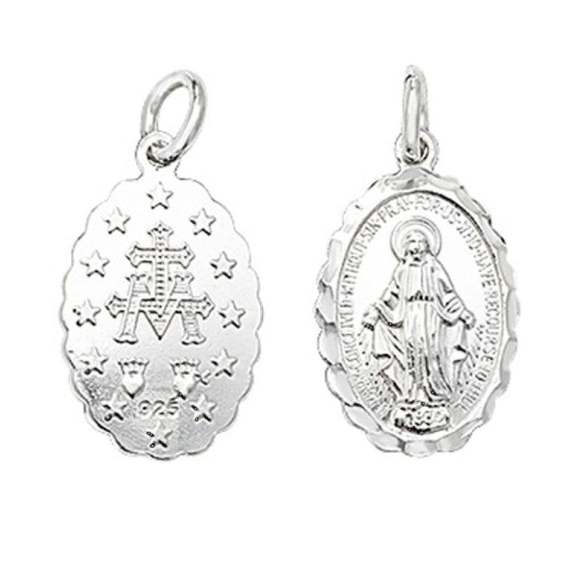 Decorative Edge Sterling Silver Miraculous Medal Pendant