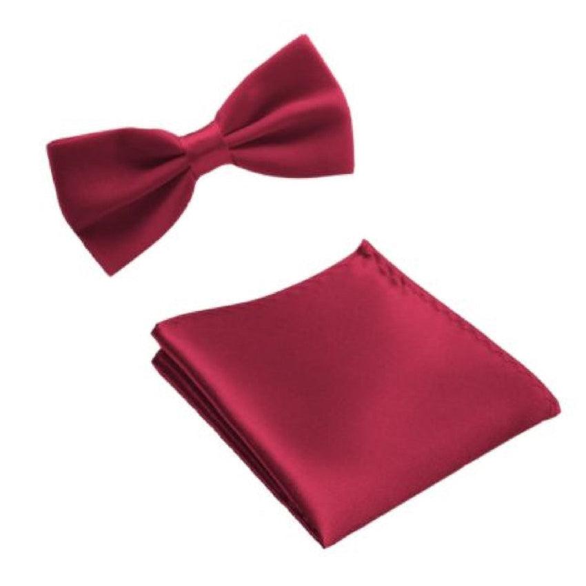 Deep Magenta Pink Matching Bow Tie And Handkerchief Set