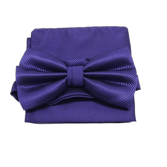 Deep Purple Matching Pattern Bow Tie And Hanky Set