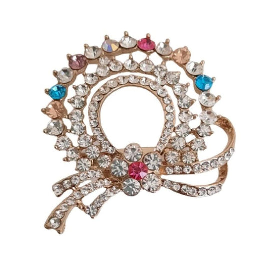 Diamante Centre Multi Coloured Ladies Brooch