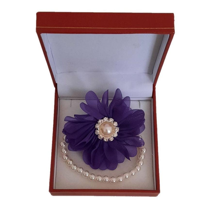 Diamante Chiffon Purple Flower Wrist Corsage