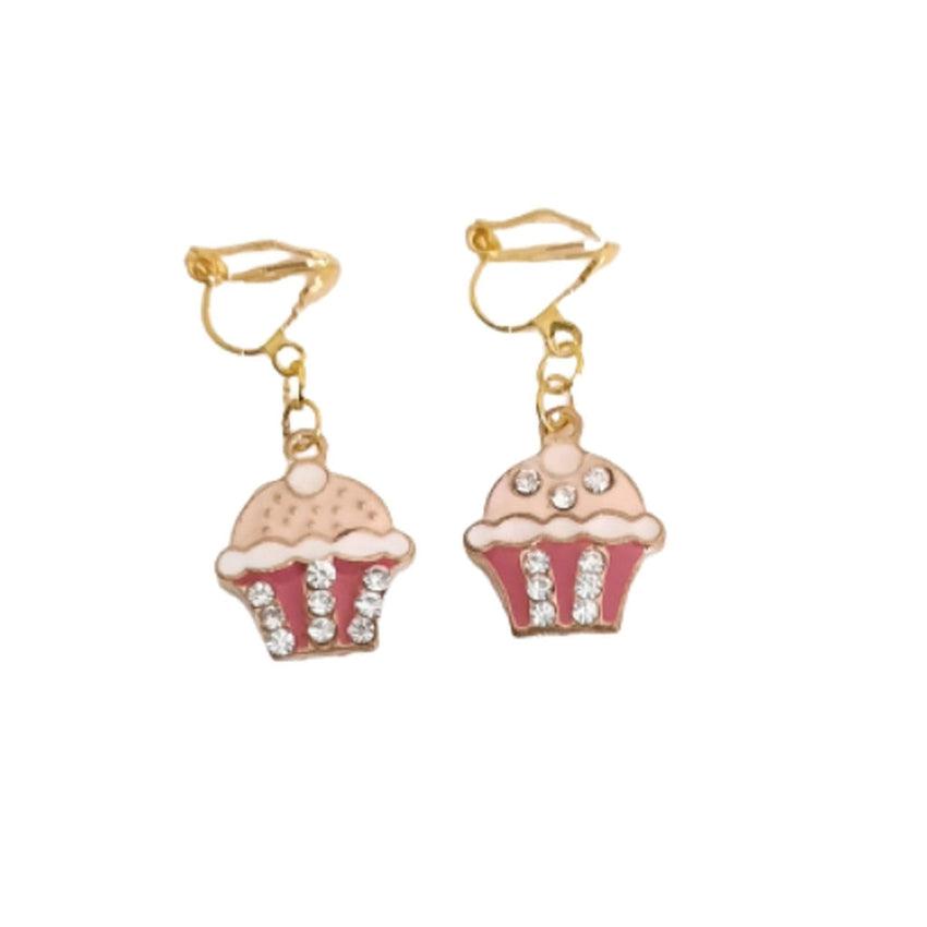 Diamante Cupcake Clip On Earrings