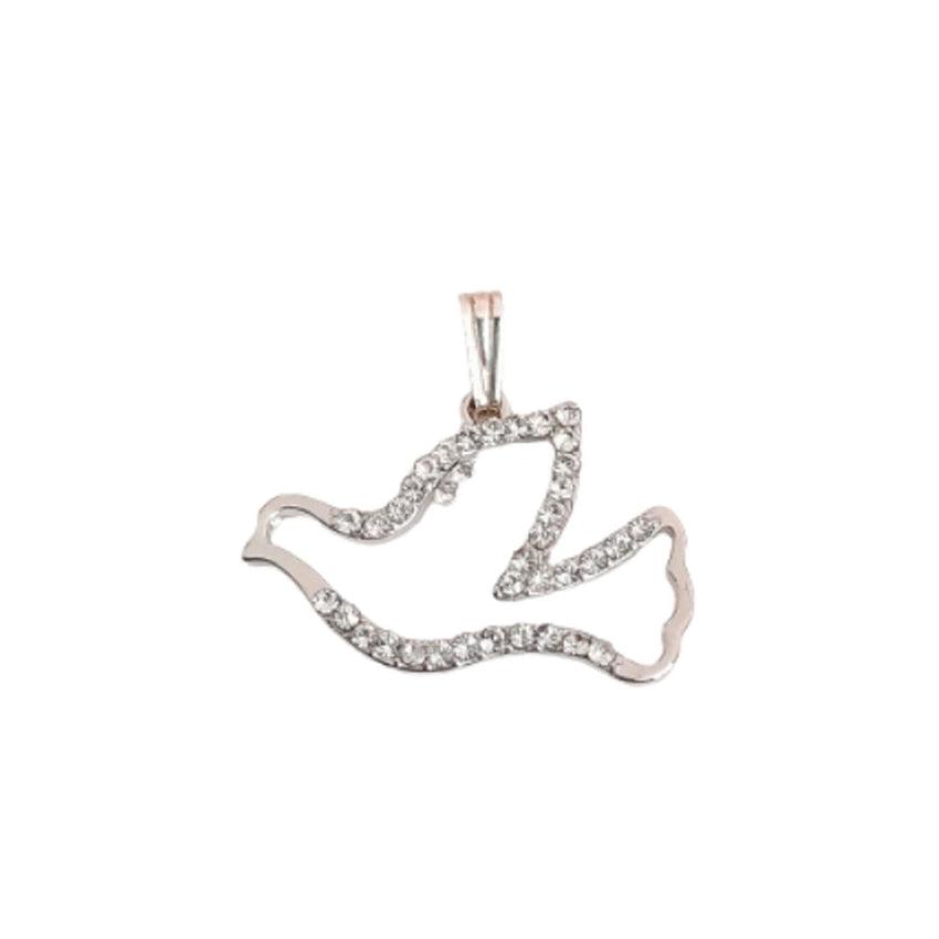 Diamante Edged Rhodium Plated Dove Confirmation Jewellery Necklace