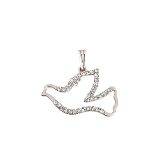 Diamante Edged Rhodium Plated Dove Confirmation Jewellery Necklace