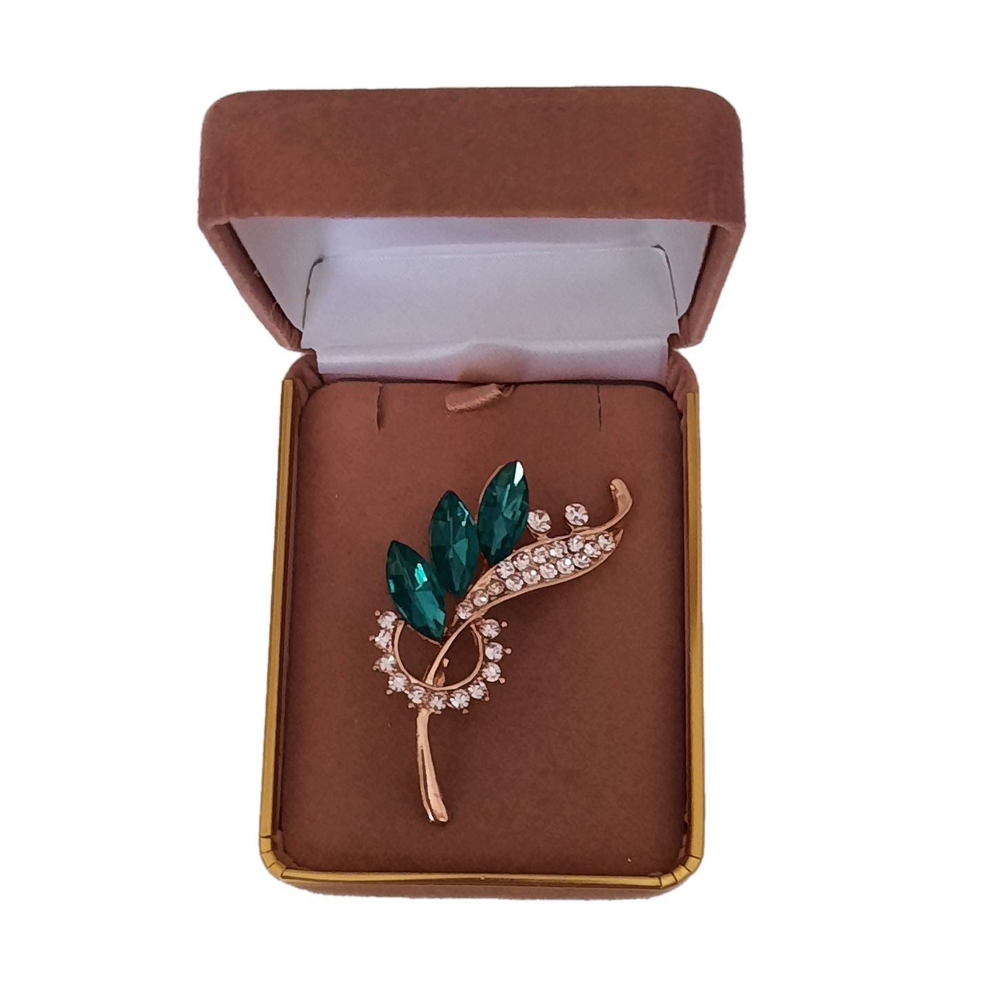 Diamante Green Leaf Ladies Brooch(2)