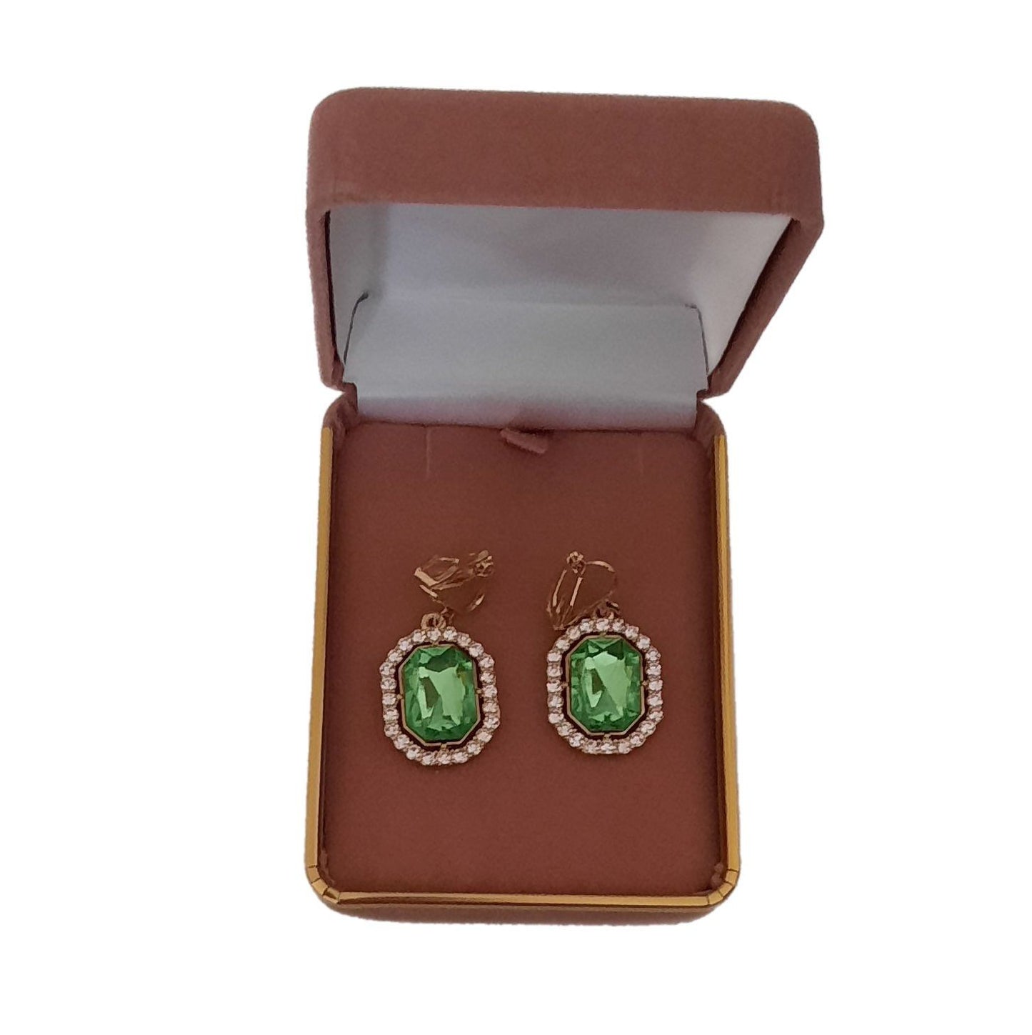 Diamante Lime Green Drop Clip On Earrings(2)