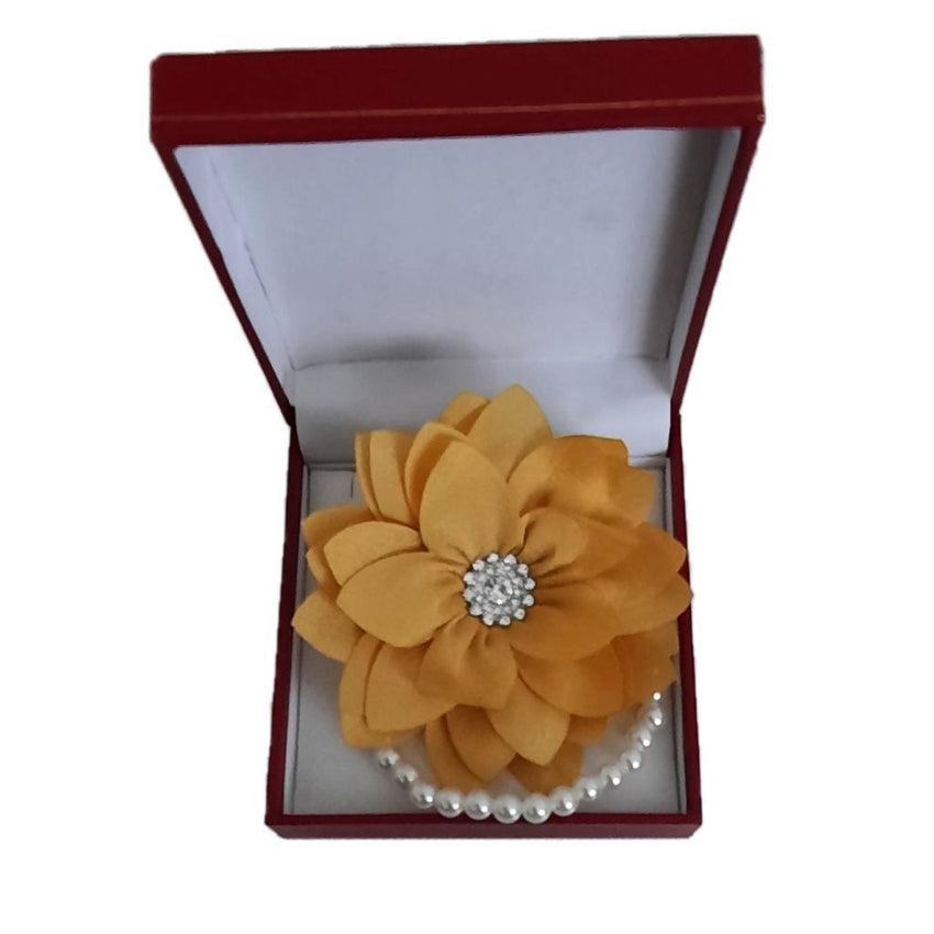 Diamante Middle Amber Flower Wrist Corsage