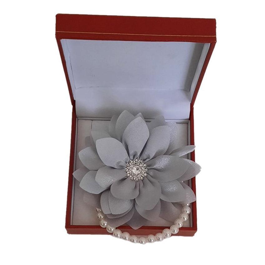 Diamante Middle Grey Flower Wrist Corsage
