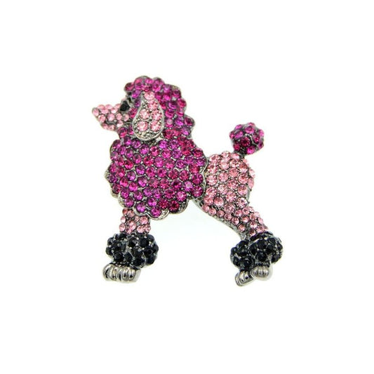 Diamante Pink Poodle Brooch