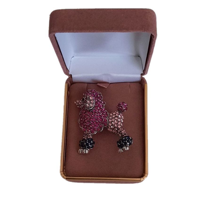 Diamante Pink Poodle Brooch(2)