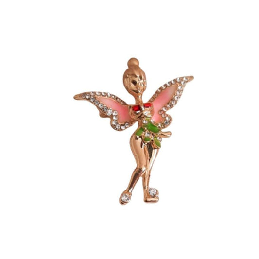 Diamante Pink Wing Fairy Brooch