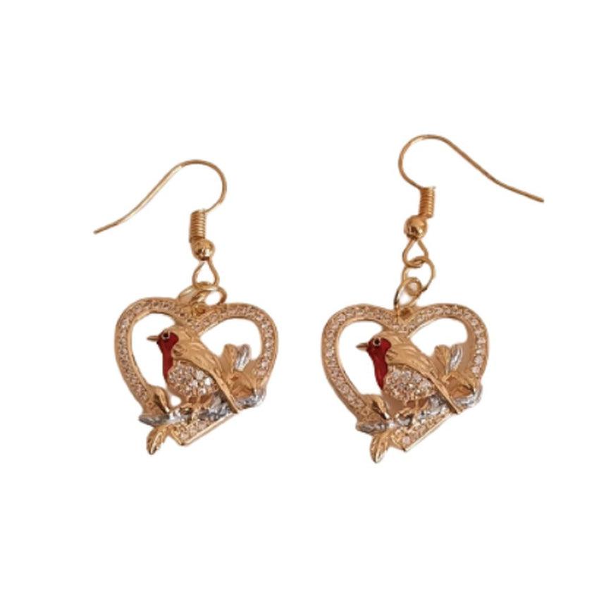 Diamante Robin Christmas Earrings