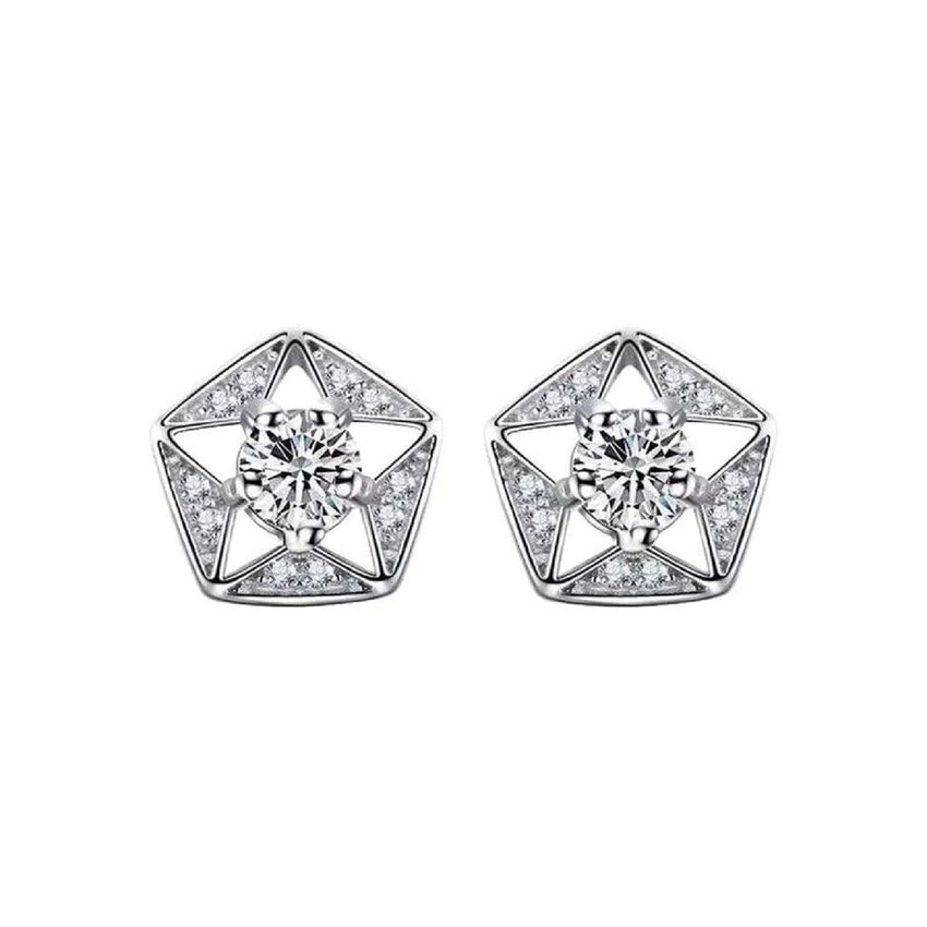 Diamond Shape Cubic Zirconia Silver Earrings