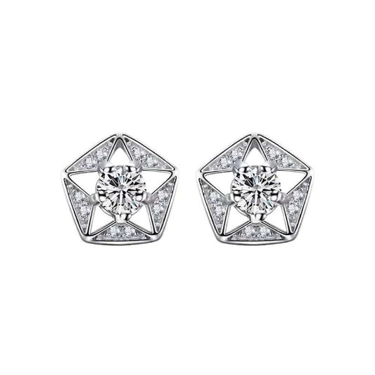Diamond Shape Cubic Zirconia Silver Earrings