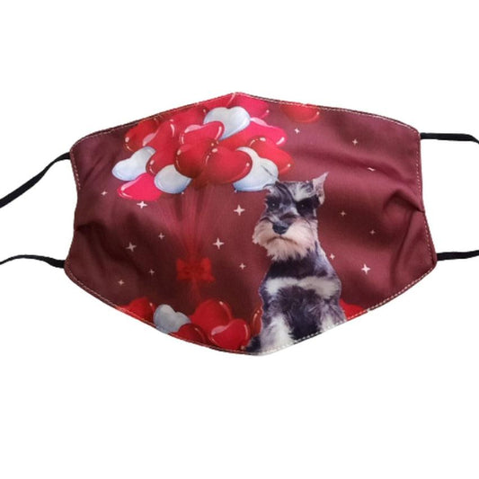 Dog With Balloons Valentines Day Face Mask