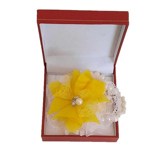 Double Bracelet Yellow Lace Flower Wrist Corsage