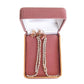 Double Drop Diamante And Gold Clip On Earrings