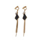 Drop Gold Black And Diamante Clip On Earrings