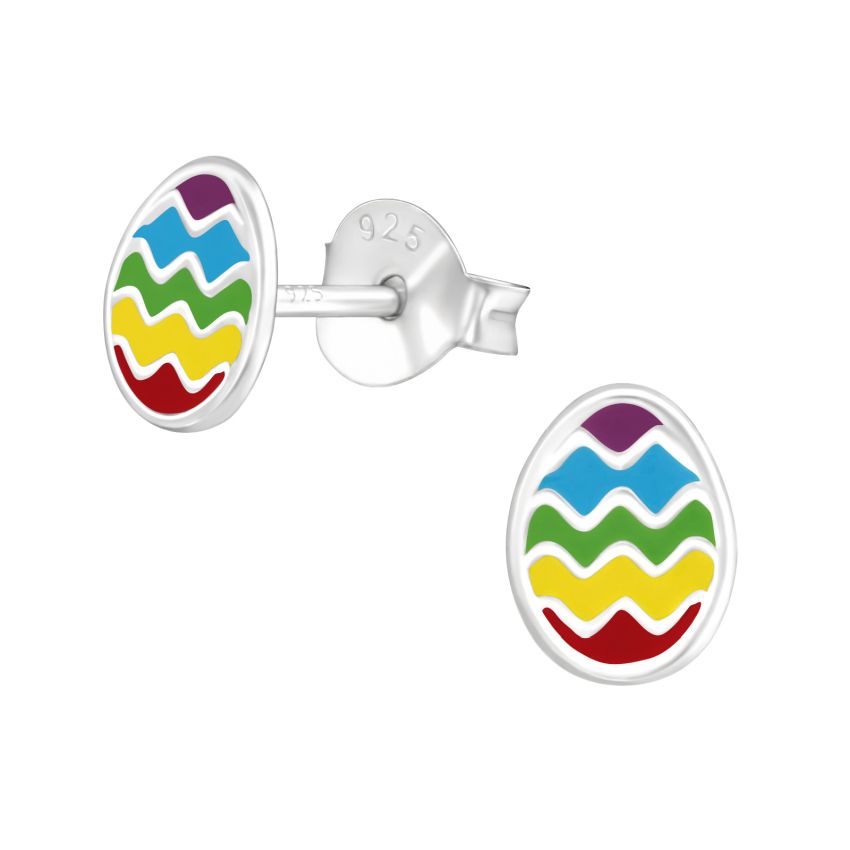 Easter Egg Sterling Silver Childrens Earrings