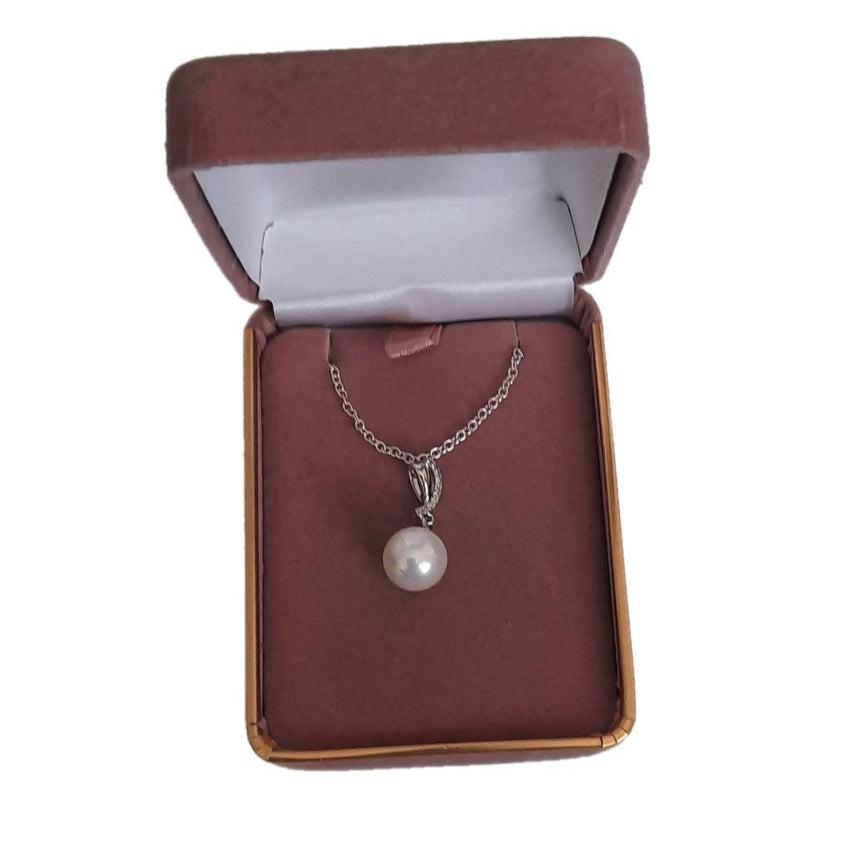 Elegant Cubic Zirconia Crossover Top Pearl Pendant