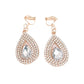 Elegant Gold Crystal Drop Cut Clip On Earrings