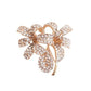 Elegant Gold Swirl Lily Brooch Set With Clear Sparkly Crystals