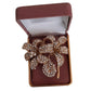 Elegant Gold Swirl Lily Brooch Set With Clear Sparkly Crystals