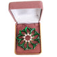 Emerald Green Circle Brooch With A Pearl Centre
