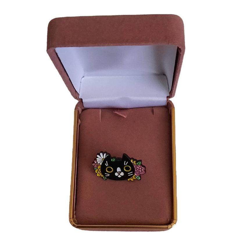 Enamel Cat Face Metal Brooch Pin
