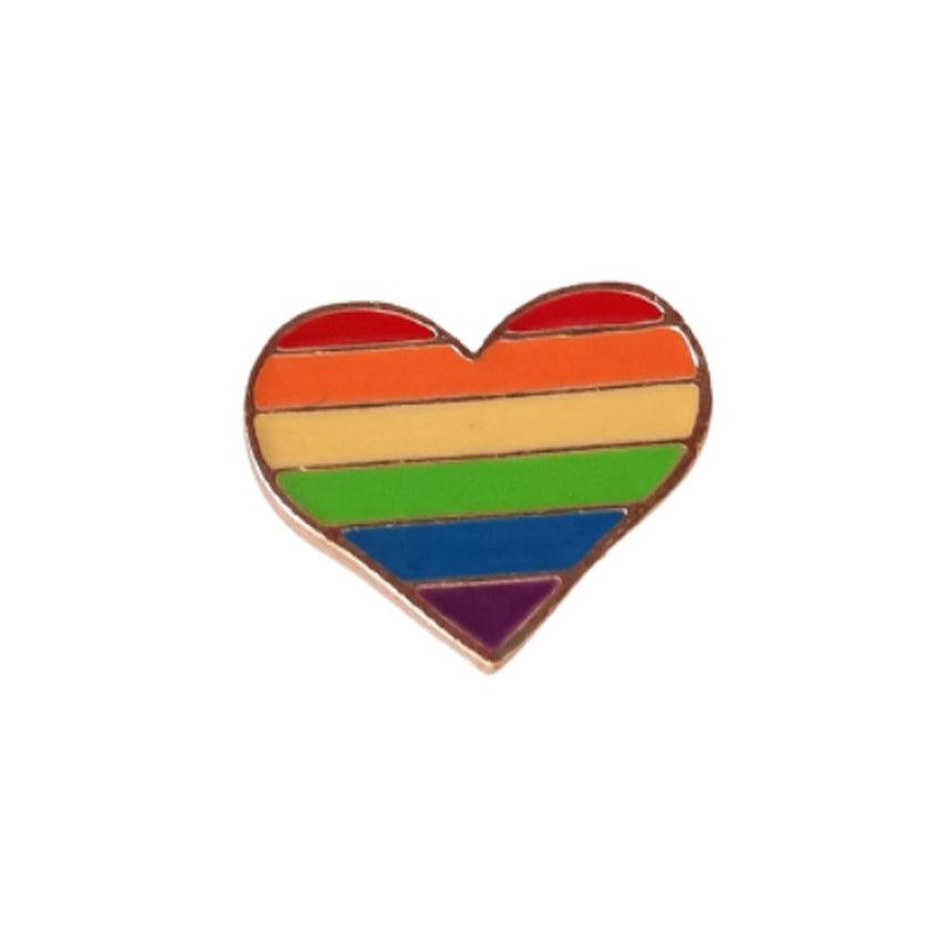 Enamel Heart Metal Rainbow Brooch Pin