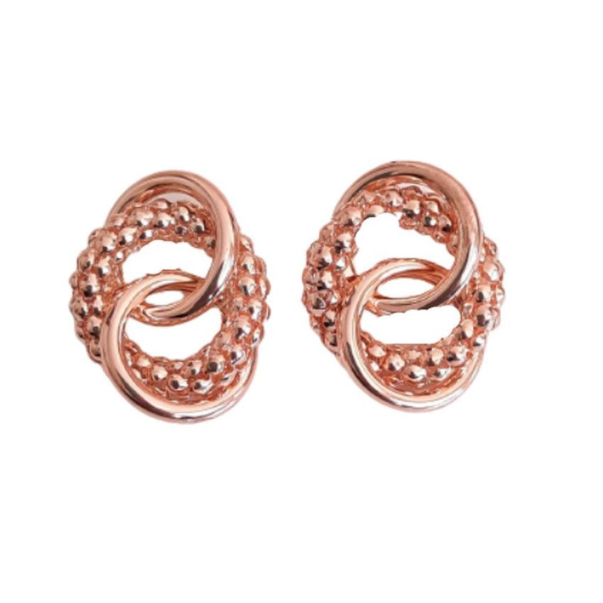 Extra Large Rose Gold Knot Clip On Earrings