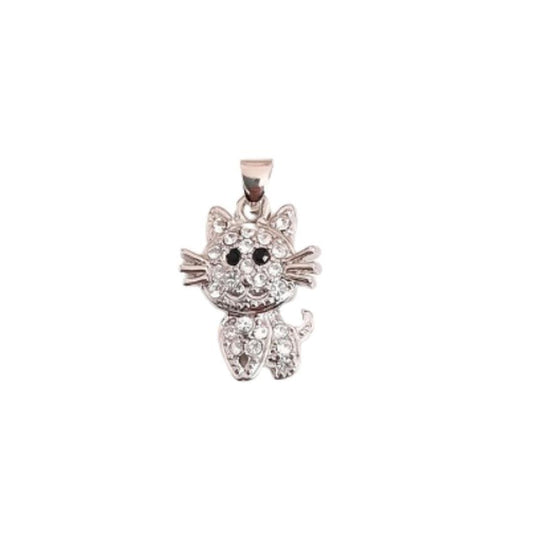 Eye Catching Black Eyed Diamante Sparkly Cat Necklace