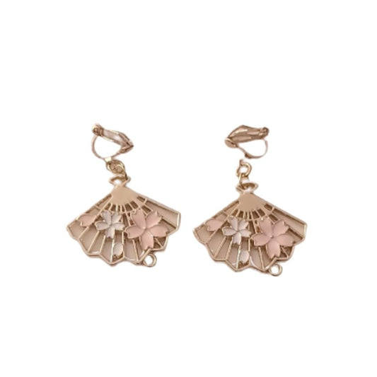 Fan Shape Gold Clip On Earrings