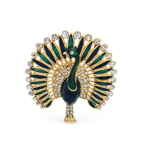 Fan Tail Peacock Diamante Brooch