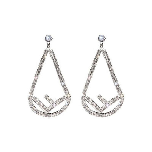 Fancy Bling Diamante And Silver Clip On Earrings