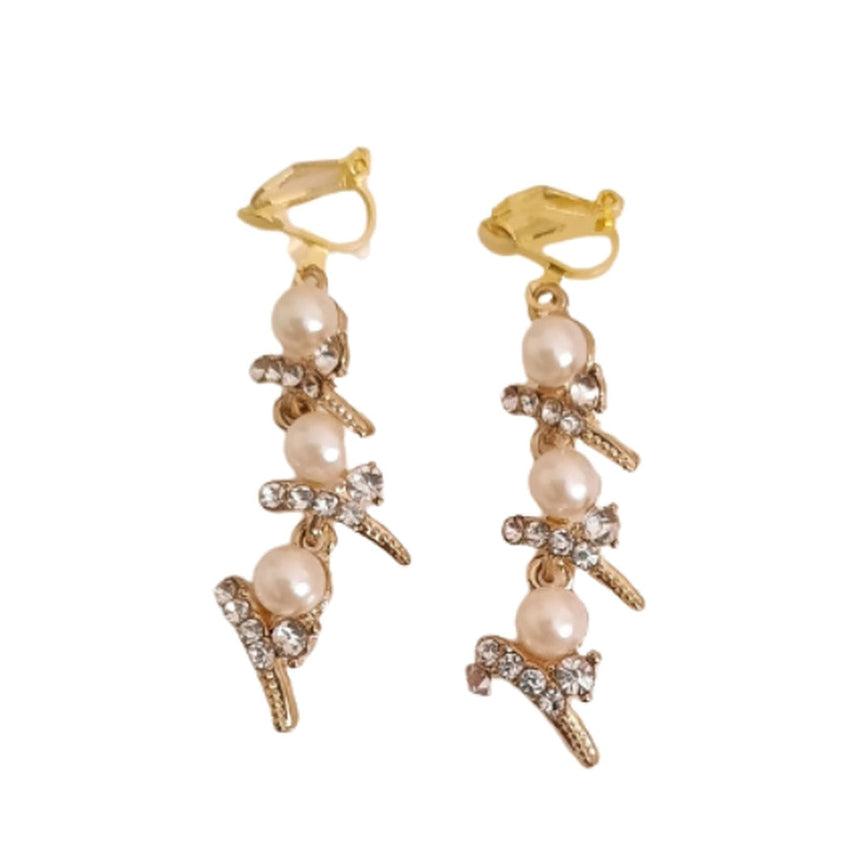 Fancy Diamante And Gold Clip On Earrings