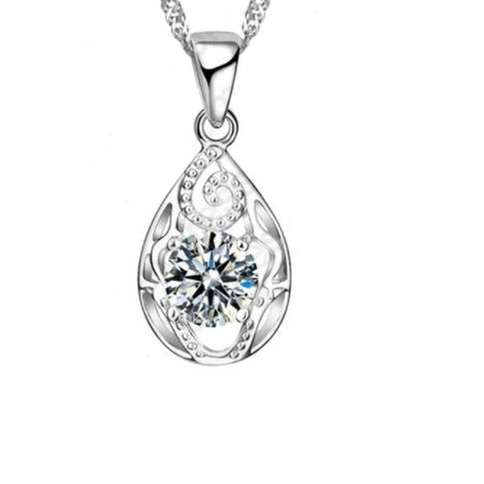 Filigree Decorated Solitaire Silver Pendant