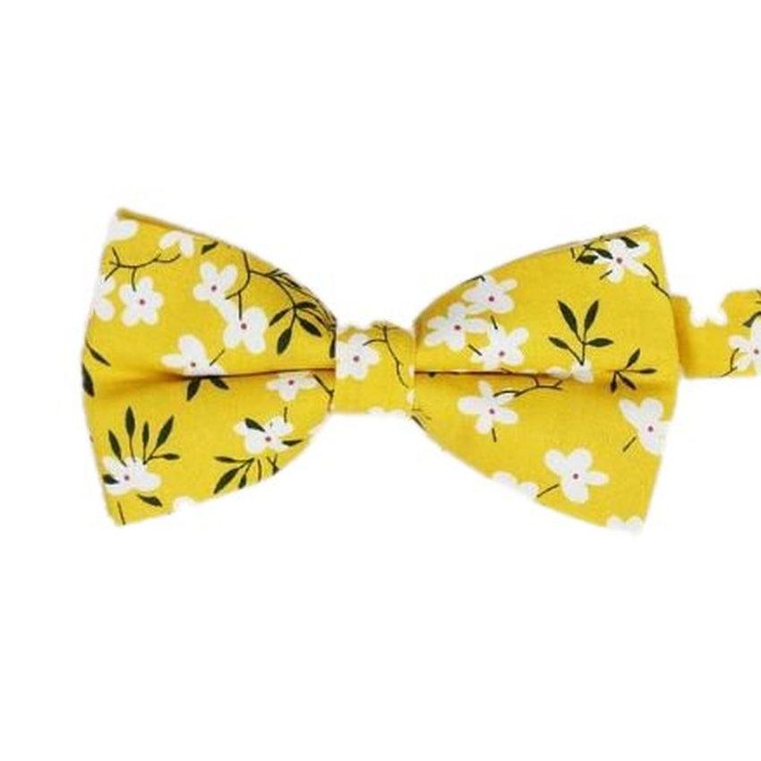 Floral Yellow Print Bow Tie