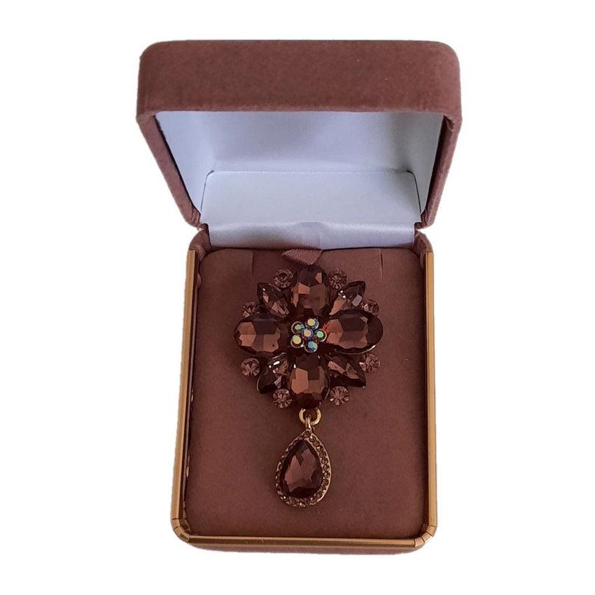 Flower Design Colour Crystal Brooch