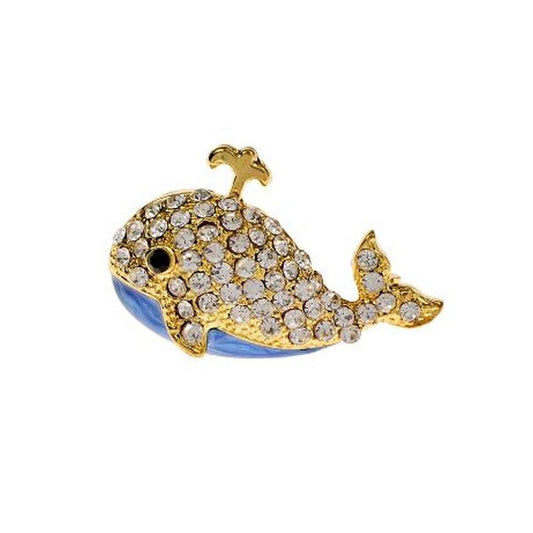 Fun Diamante Whale Brooch