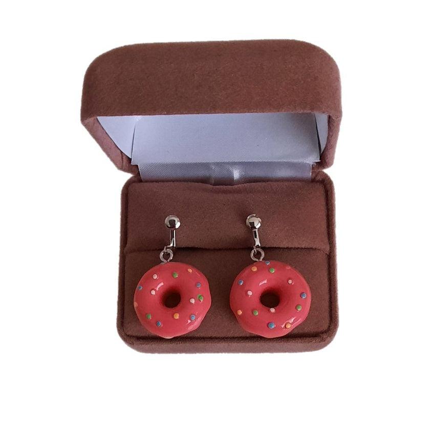 Fun Donut Clip On Earrings