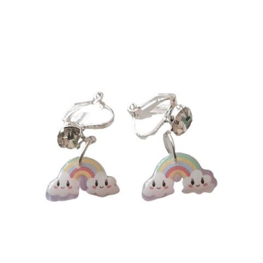 Fun Rainbow Clip On Earrings