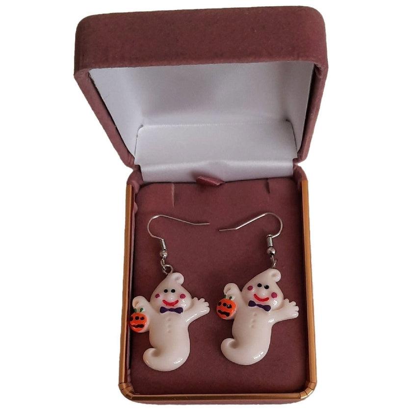 Ghost And Pumpkin Dangly Fashion Earrings