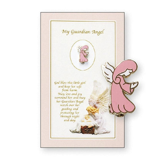 Girl Baby Guardian Angel Brooch With A Prayer